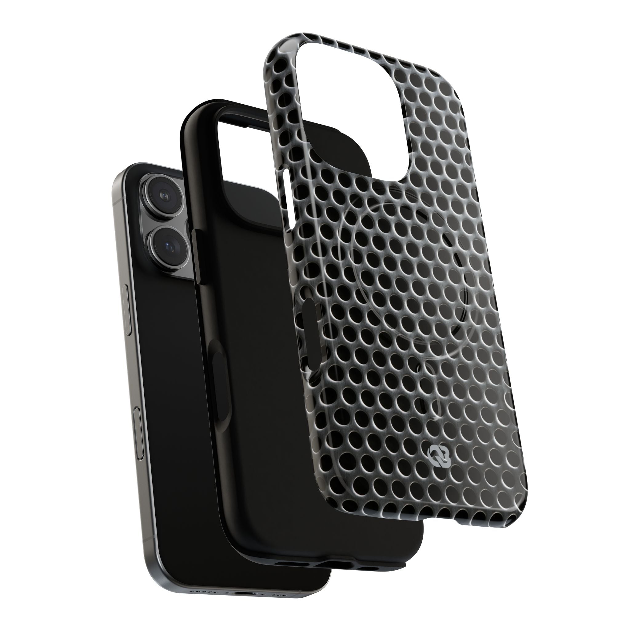 Silver Tough 2.0 Magsafe Phone Case for iPhone - Brutalist Steel Mesh