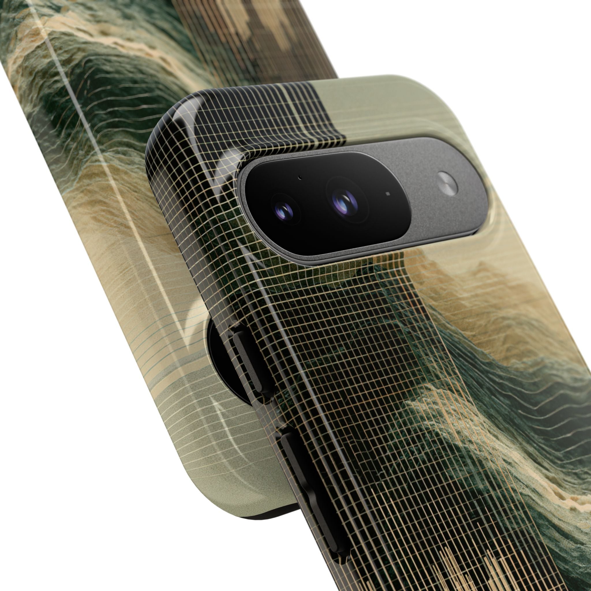 Beige Tough Phone Case for Google Pixel - Veridian Data Ridge