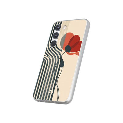 Beige Lite Phone Case for Samsung - Crimson Line Bloom