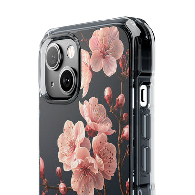 Midnight Sakura Bloom · Clear Impact Magnetic Phone Case for iPhone · Pink