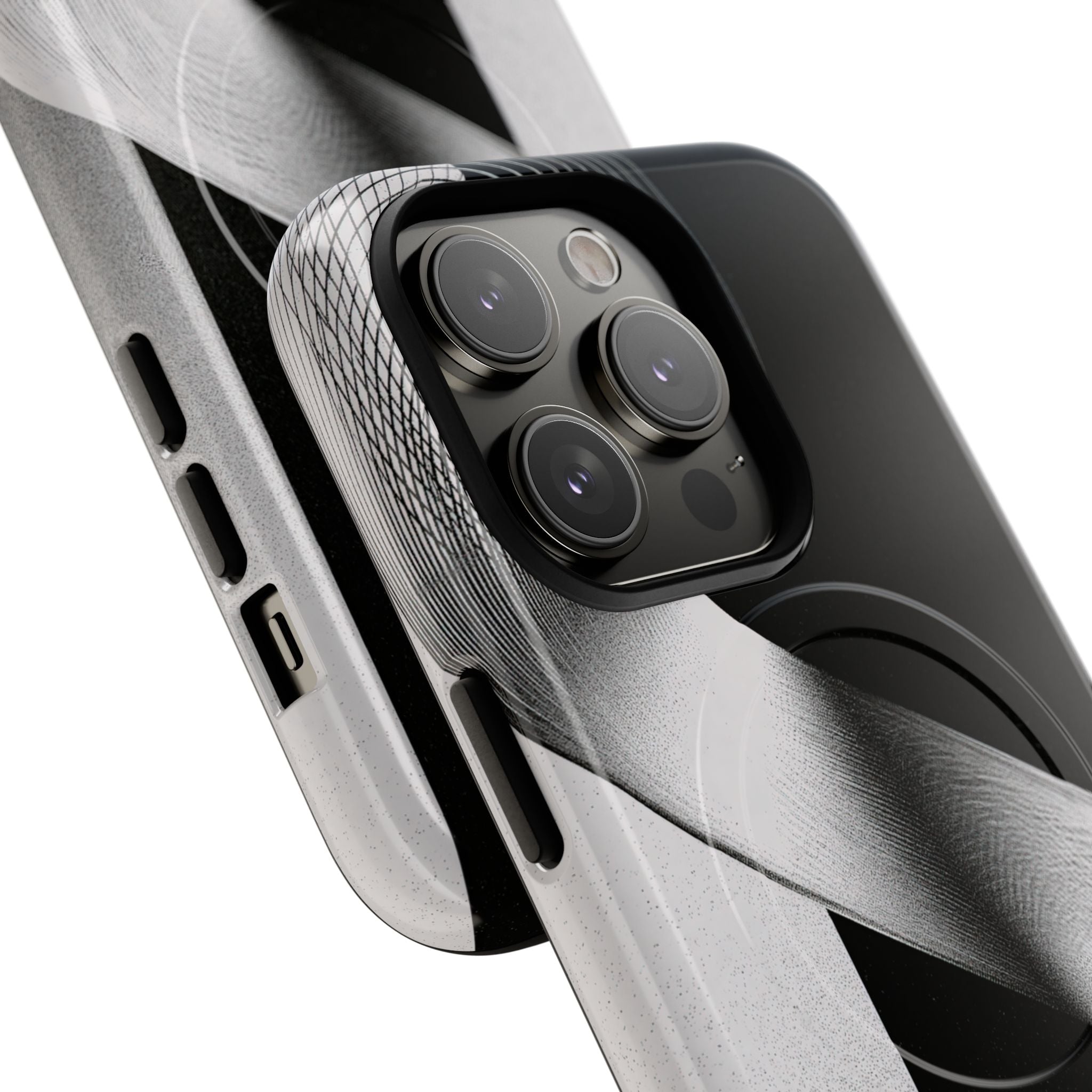 Grey Tough 2.0 Magsafe Phone Case for iPhone - Obsidian Moiré Wave