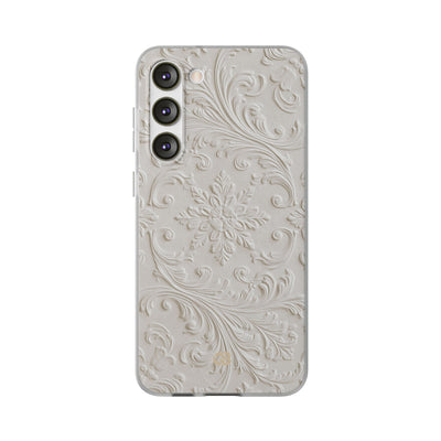 White Lite Phone Case for Samsung - Alabaster Floral Relief