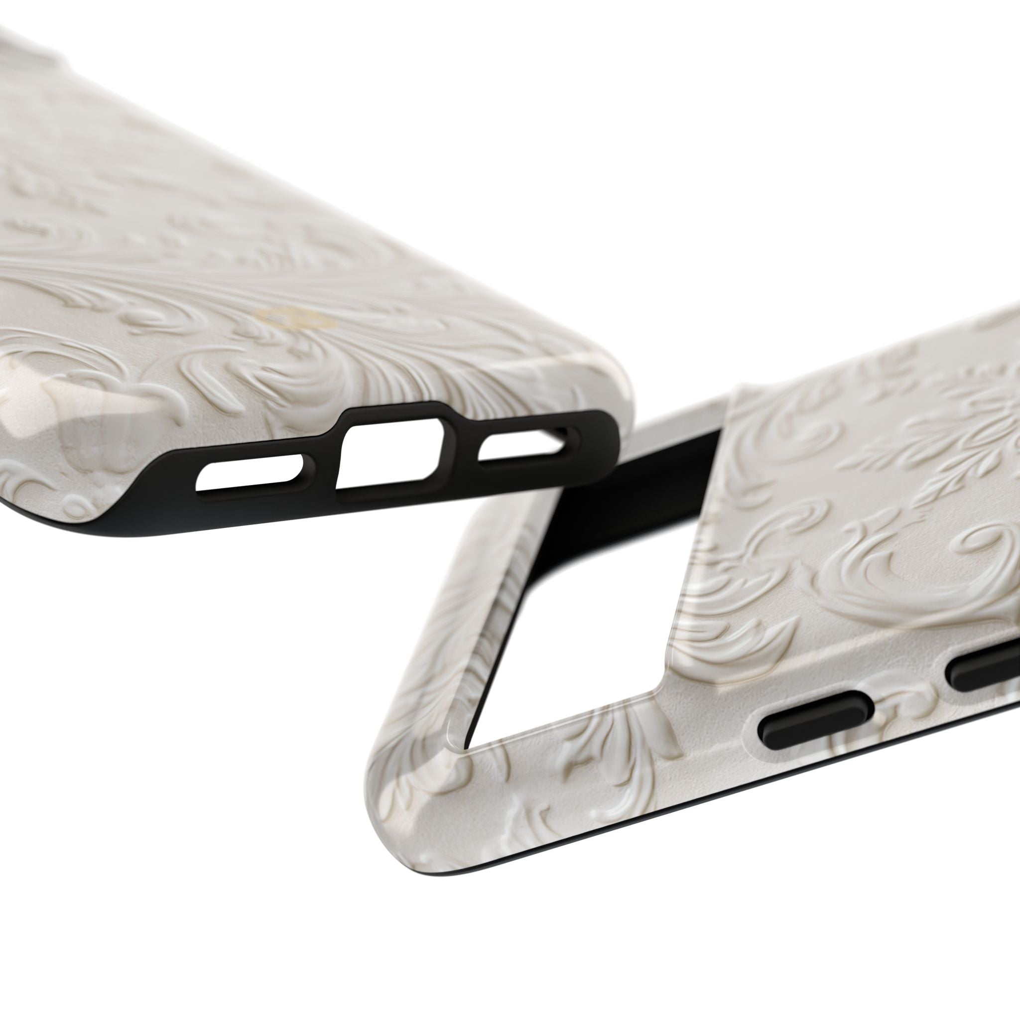 White Tough Phone Case for Google Pixel - Alabaster Floral Relief