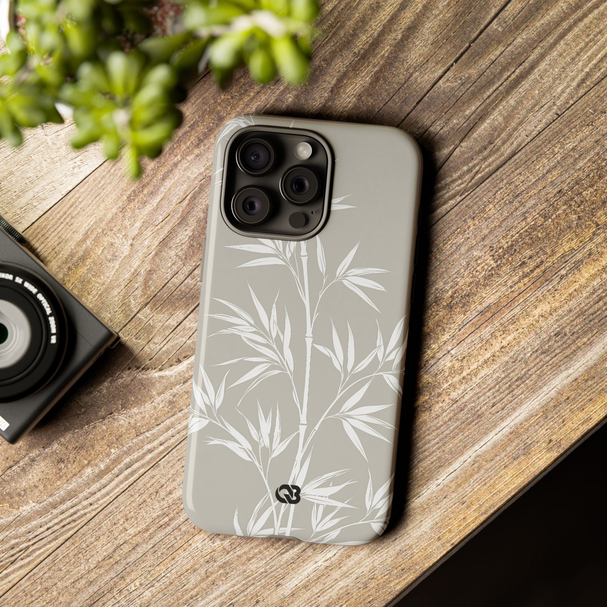 Beige Tough Phone Case for iPhone - Sandstone Bamboo Stalks