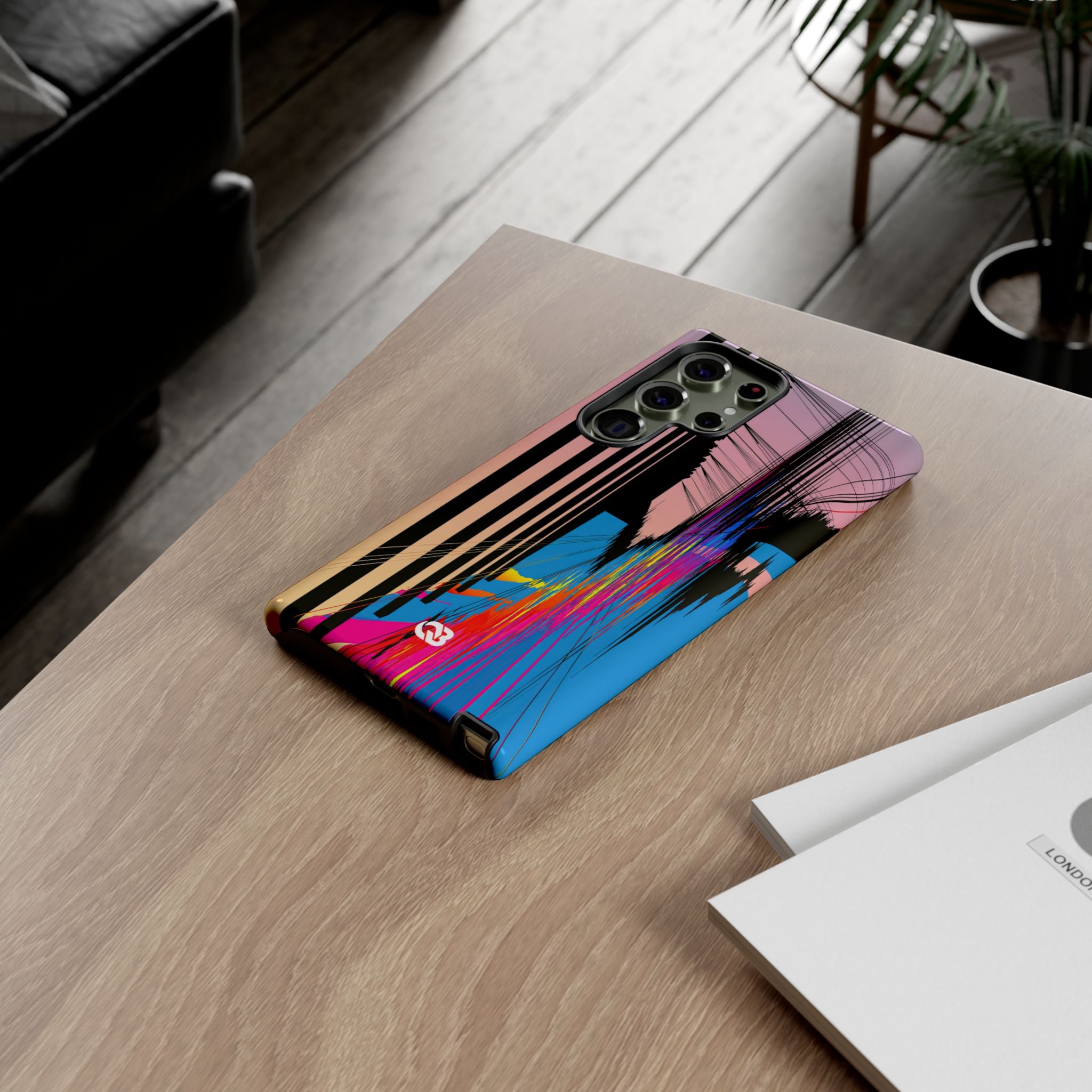 Blue Tough Phone Case for Samsung - Fractured Data Skyline