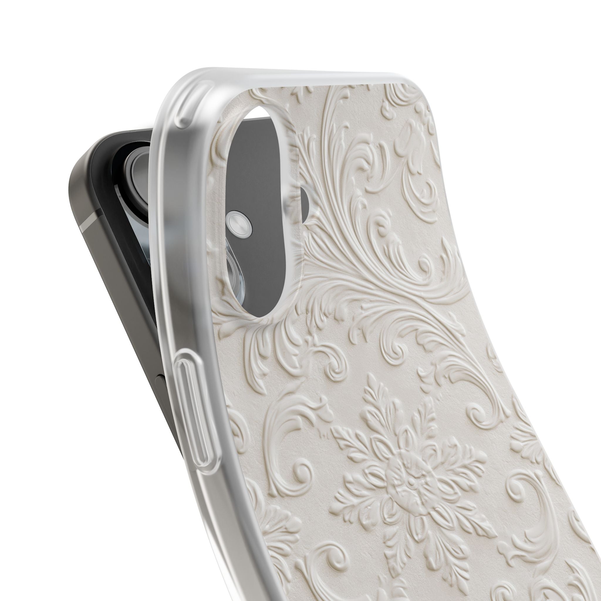 White Lite Phone Case for iPhone - Alabaster Floral Relief