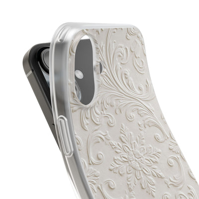 White Lite Phone Case for iPhone - Alabaster Floral Relief