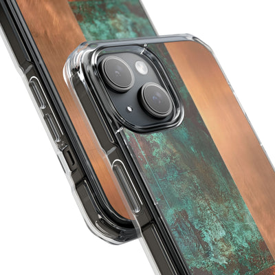 Teal Impact MagSafe Phone Case for iPhone - Verdigris Copper Slab