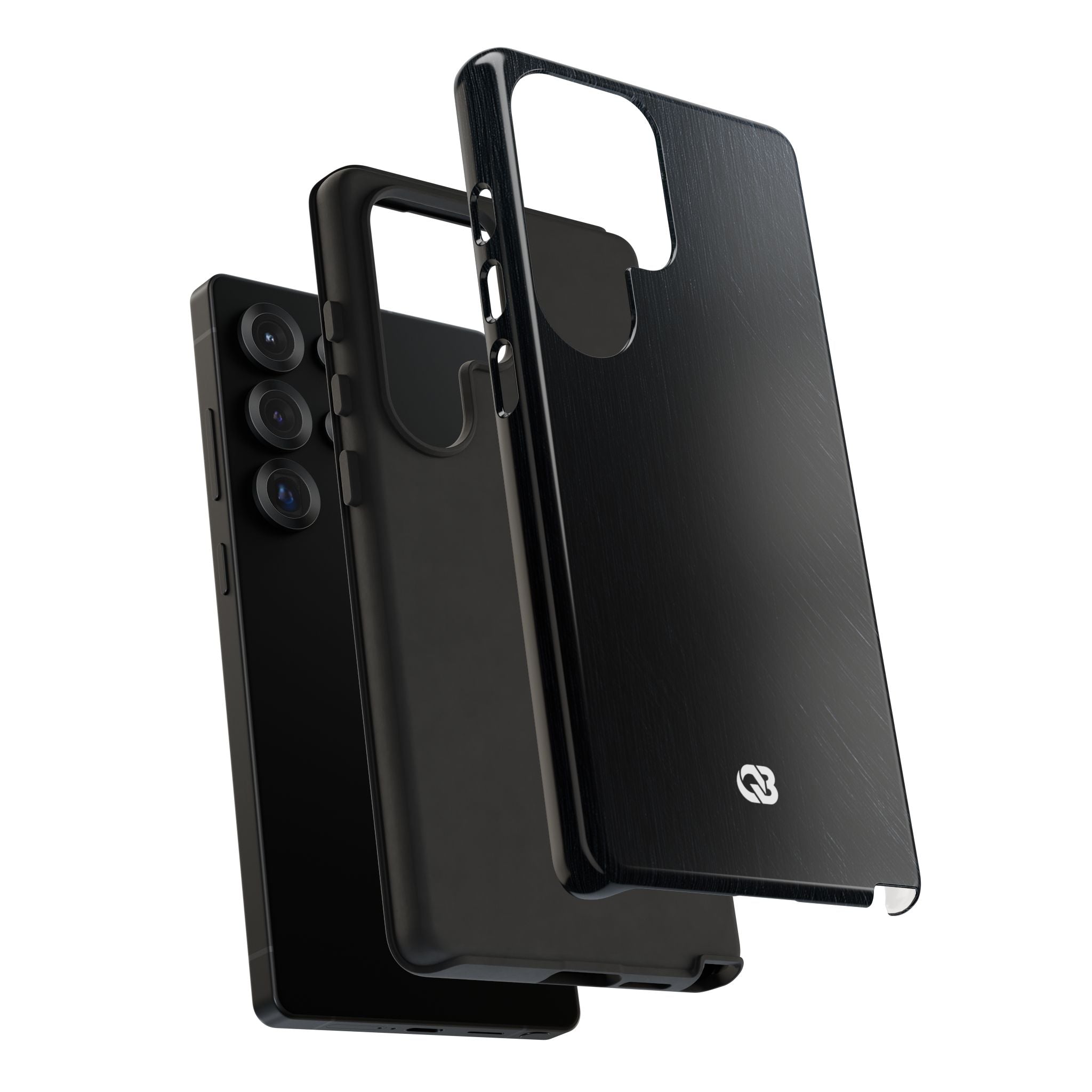 Black Tough Phone Case for Samsung - Midnight Brushed Grain