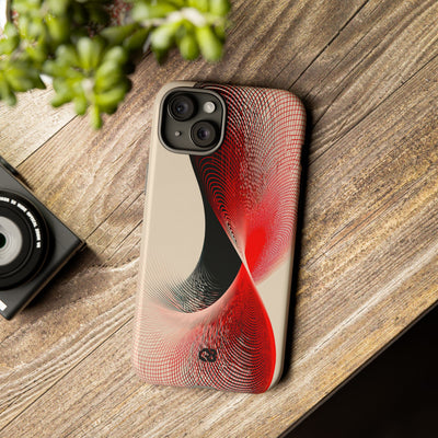 Red Tough Phone Case for iPhone - Scarlet Wireframe Helix