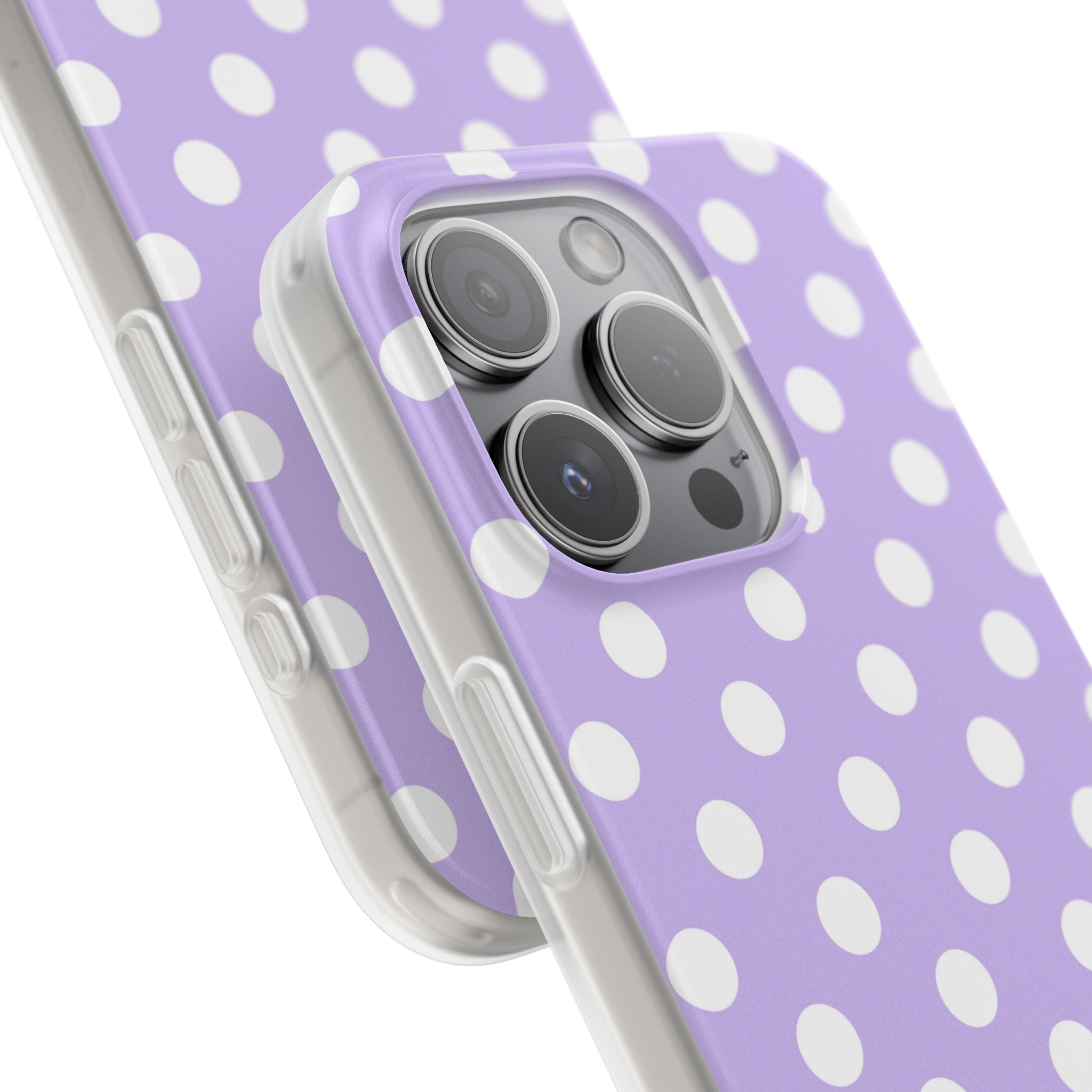 Lavender Polka Grid · Soft Phone Case for iPhone