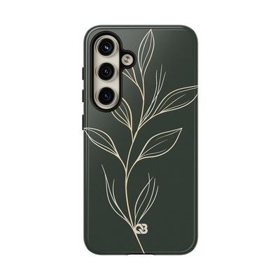 Minimal Botanical Stem · Tough Phone Case for Samsung · Green