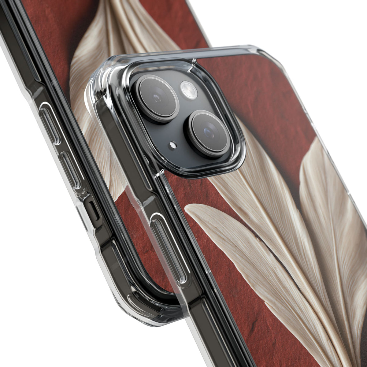 Carved Ivory Plume · Clear Impact Magnetic Phone Case for iPhone · Red