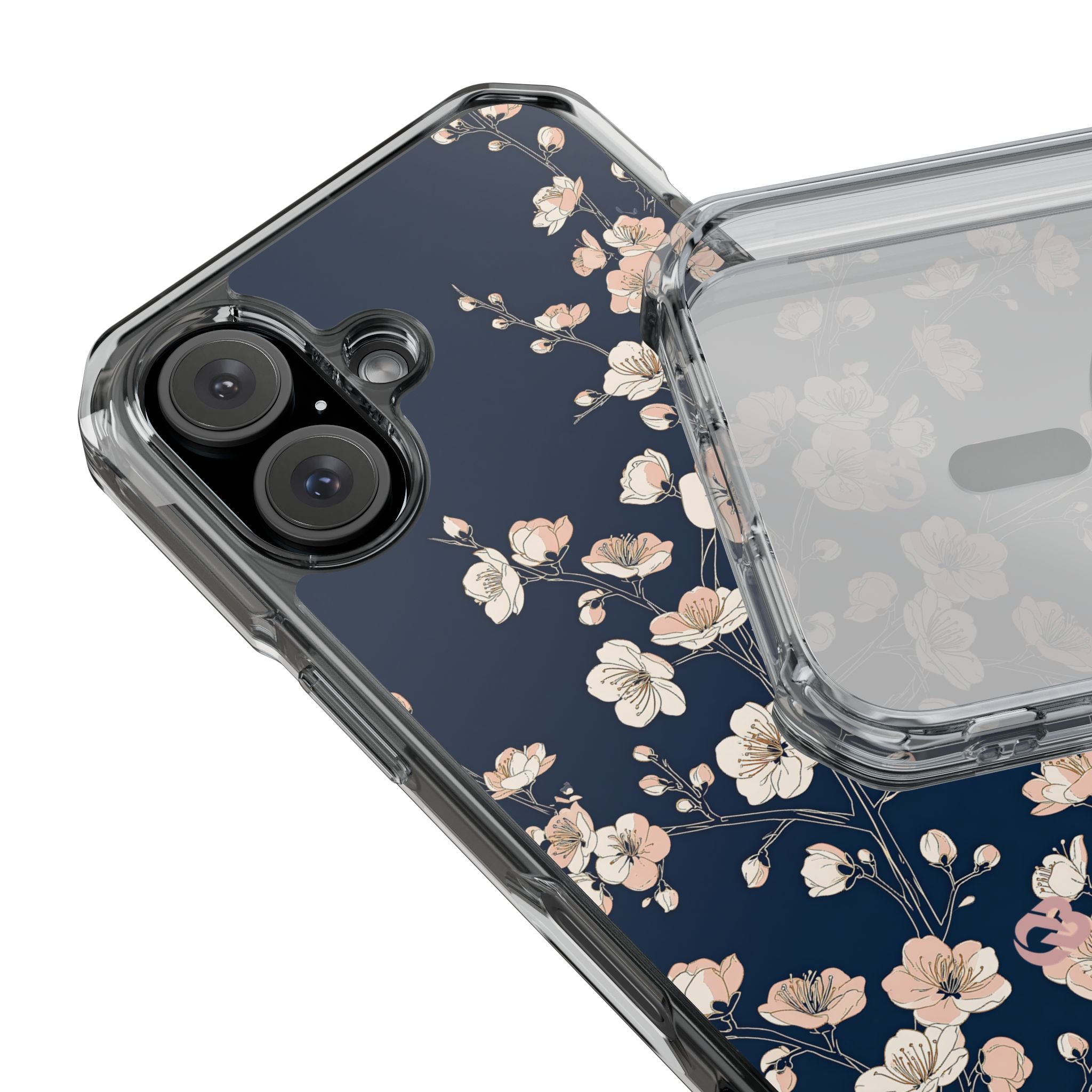Blue Impact MagSafe Phone Case for iPhone - Midnight Peach Sakura