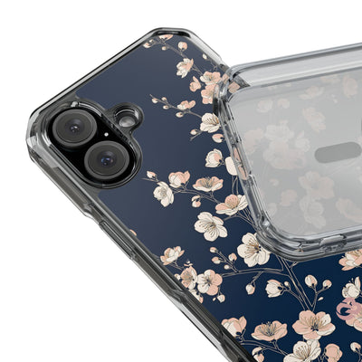 Blue Impact MagSafe Phone Case for iPhone - Midnight Peach Sakura