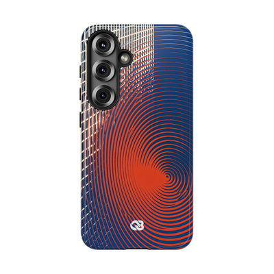 Blue Tough Phone Case for Samsung - Orange Orbit Grid