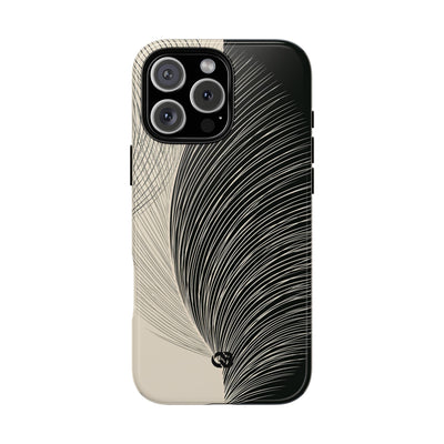 Beige Tough Phone Case for iPhone - Obsidian Cream Plume