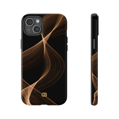 Brown Tough Phone Case for iPhone - Copper Silk Wave
