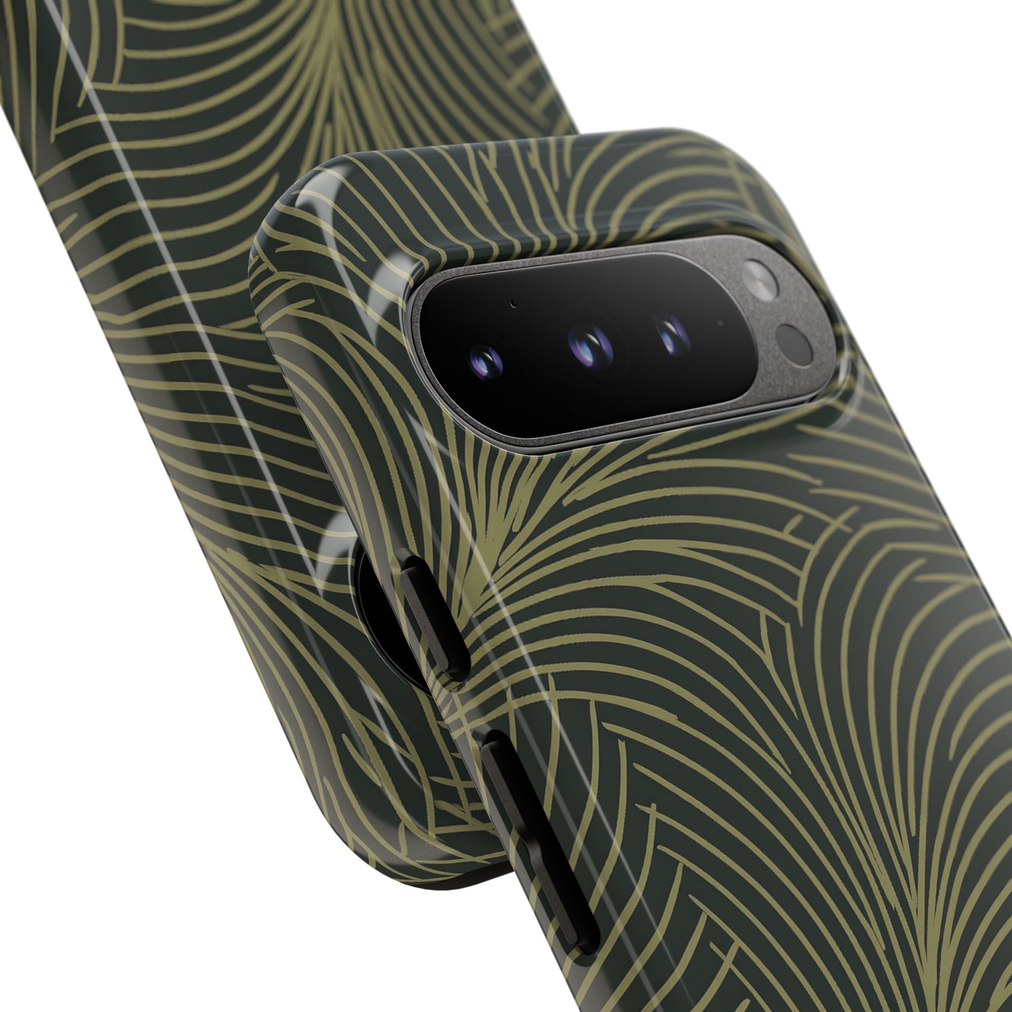 Green Tough Phone Case for Google Pixel - Dark Olive Plume