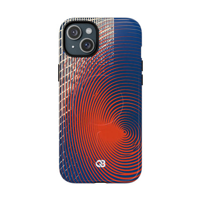Blue Tough 2.0 Magsafe Phone Case for iPhone - Orange Orbit Grid