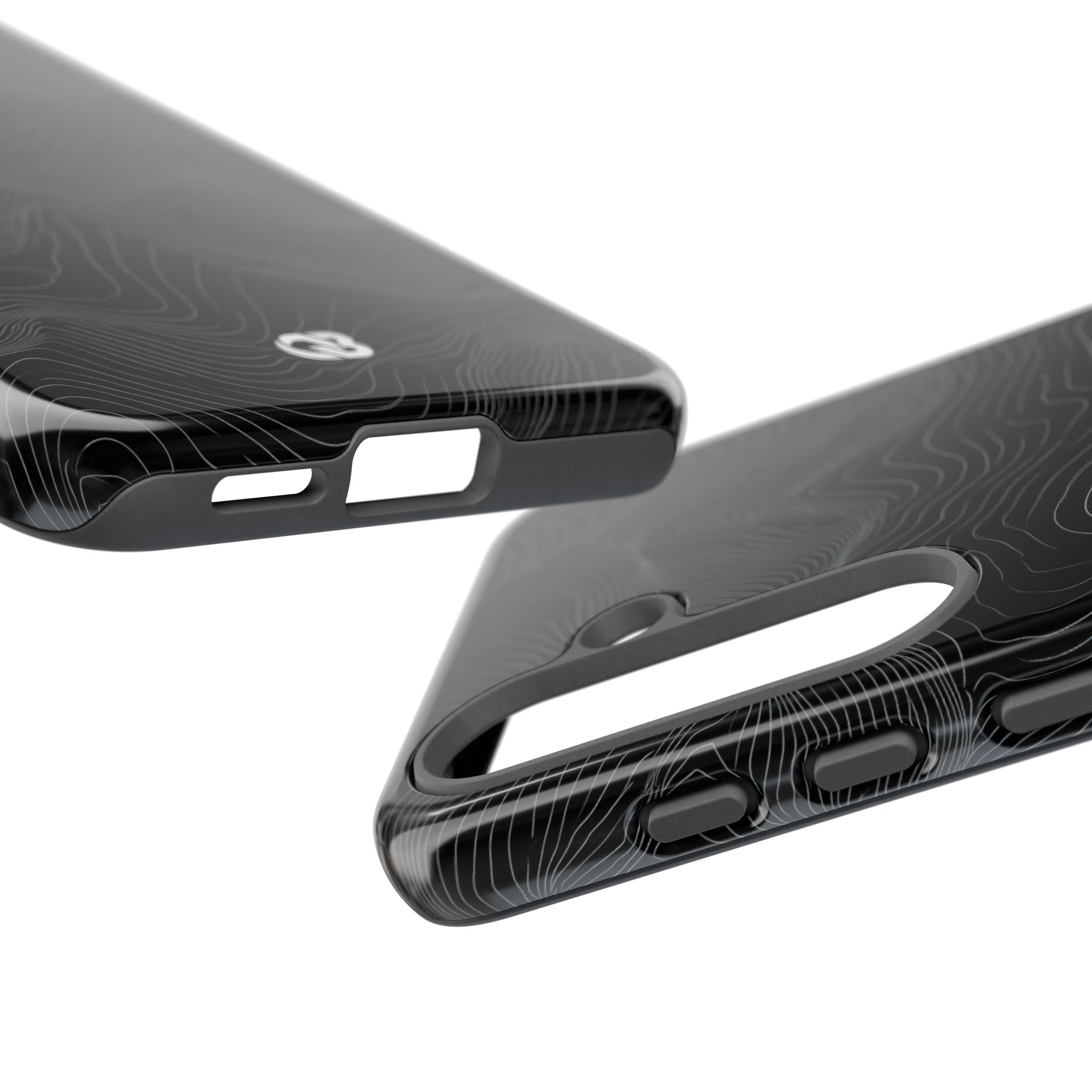 Black Tough Phone Case for Samsung - Obsidian Topo Wireframe