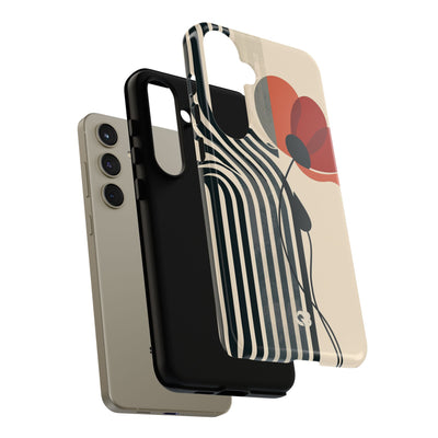 Beige Tough Phone Case for Samsung - Crimson Line Bloom