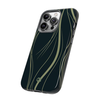 Green Tough Phone Case for iPhone - Obsidian Sage Flow