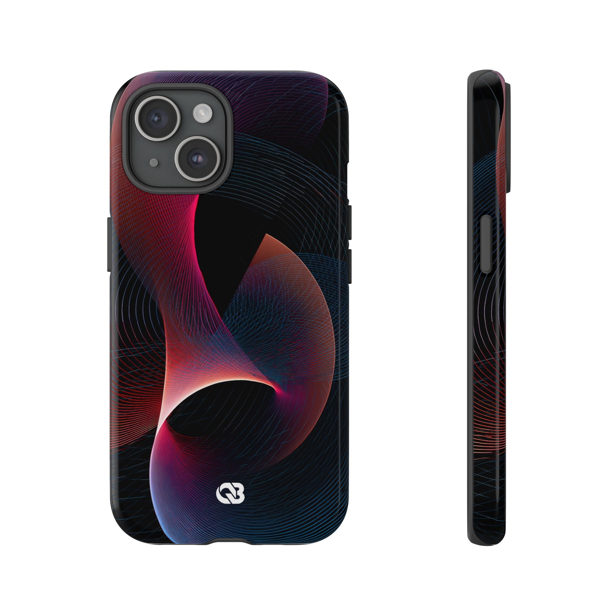 Black Tough Phone Case for iPhone - Cobalt Crimson Flux