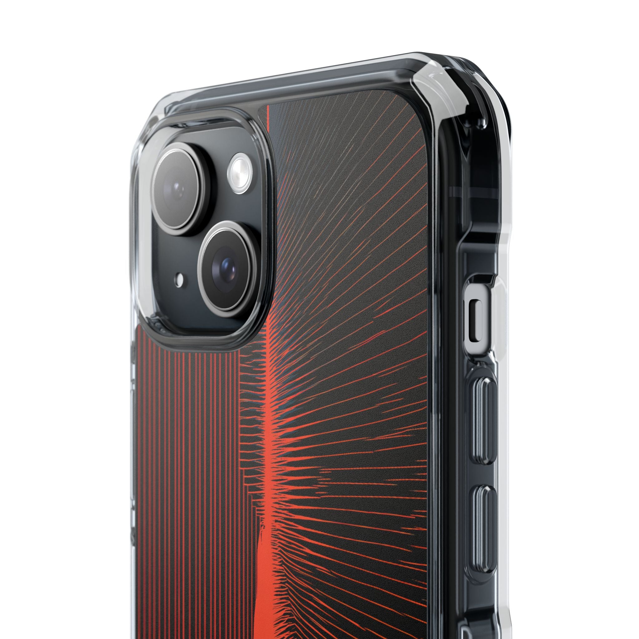 Red Impact MagSafe Phone Case for iPhone - Crimson Frequency Pulse