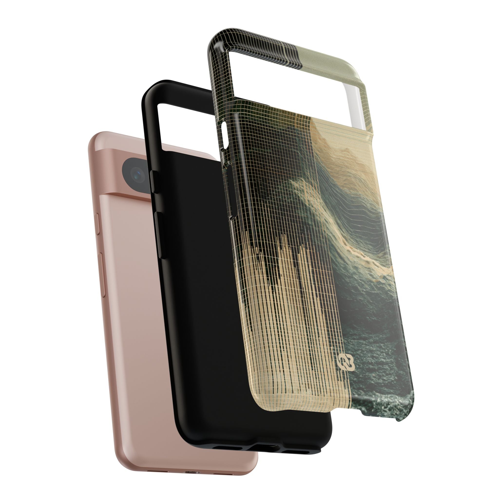 Beige Tough Phone Case for Google Pixel - Veridian Data Ridge