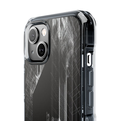 Black Impact MagSafe Phone Case for iPhone - Ghost Urban Wireframe