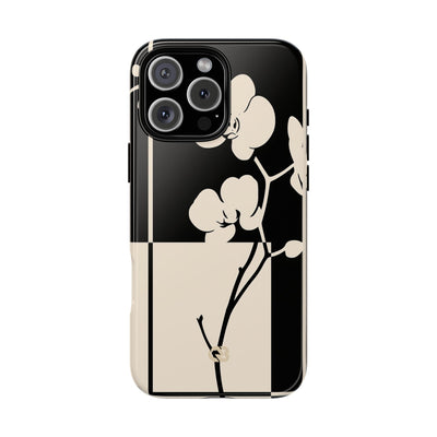 Beige Tough Phone Case for iPhone - Nocturnal Orchid Frame