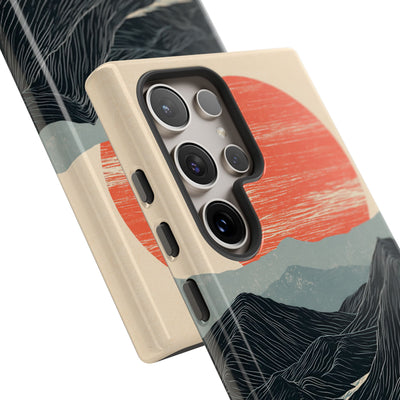Beige Tough Phone Case for Samsung - Crimson Ridge Flow