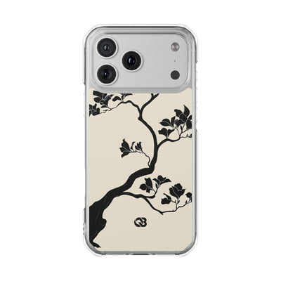 Beige Impact MagSafe Phone Case for iPhone - Obsidian Bonsai Silhouette