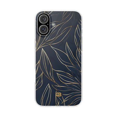 Gilded Navy Foliage · Soft Phone Case for iPhone