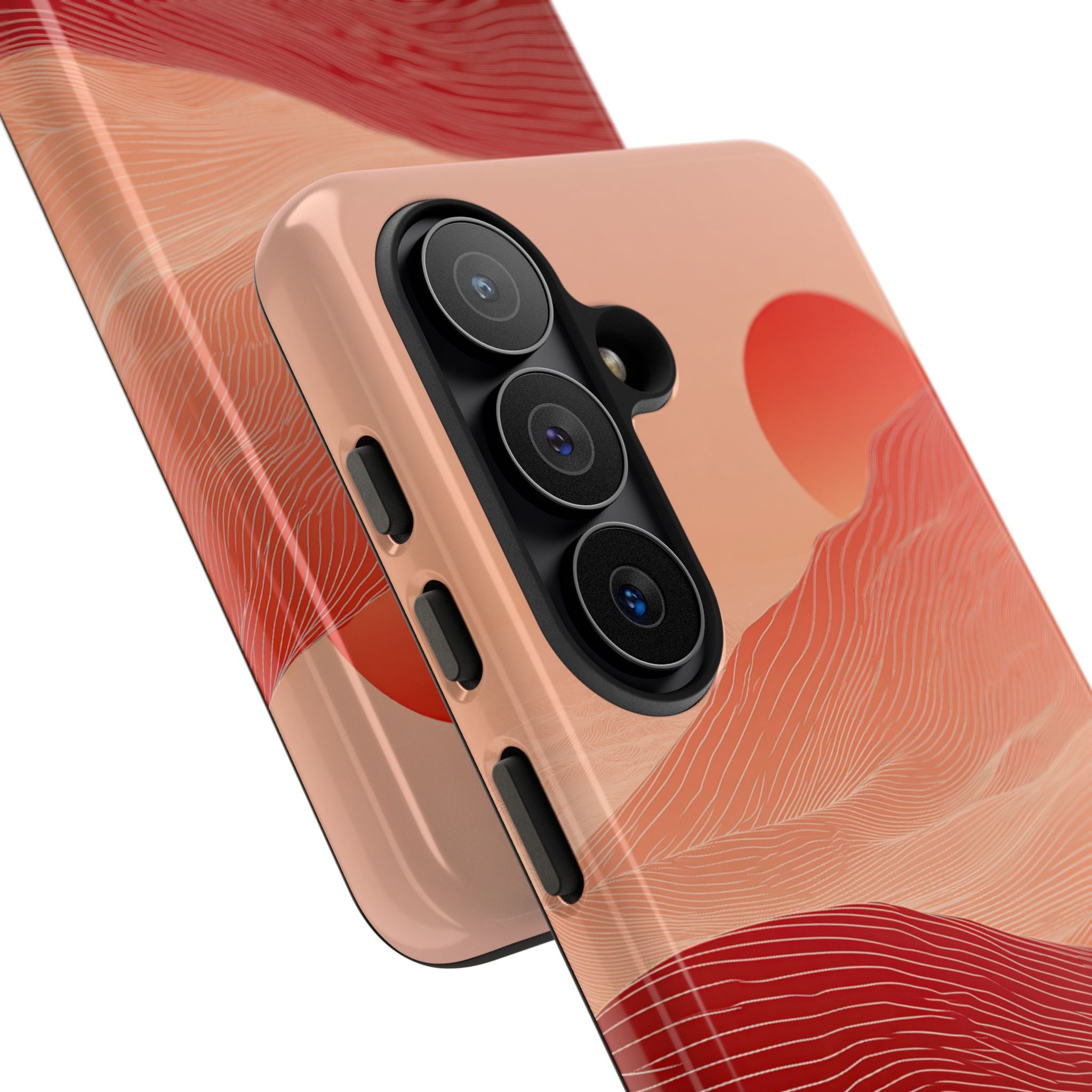 Red Tough Phone Case for Samsung - Crimson Ridge Lines
