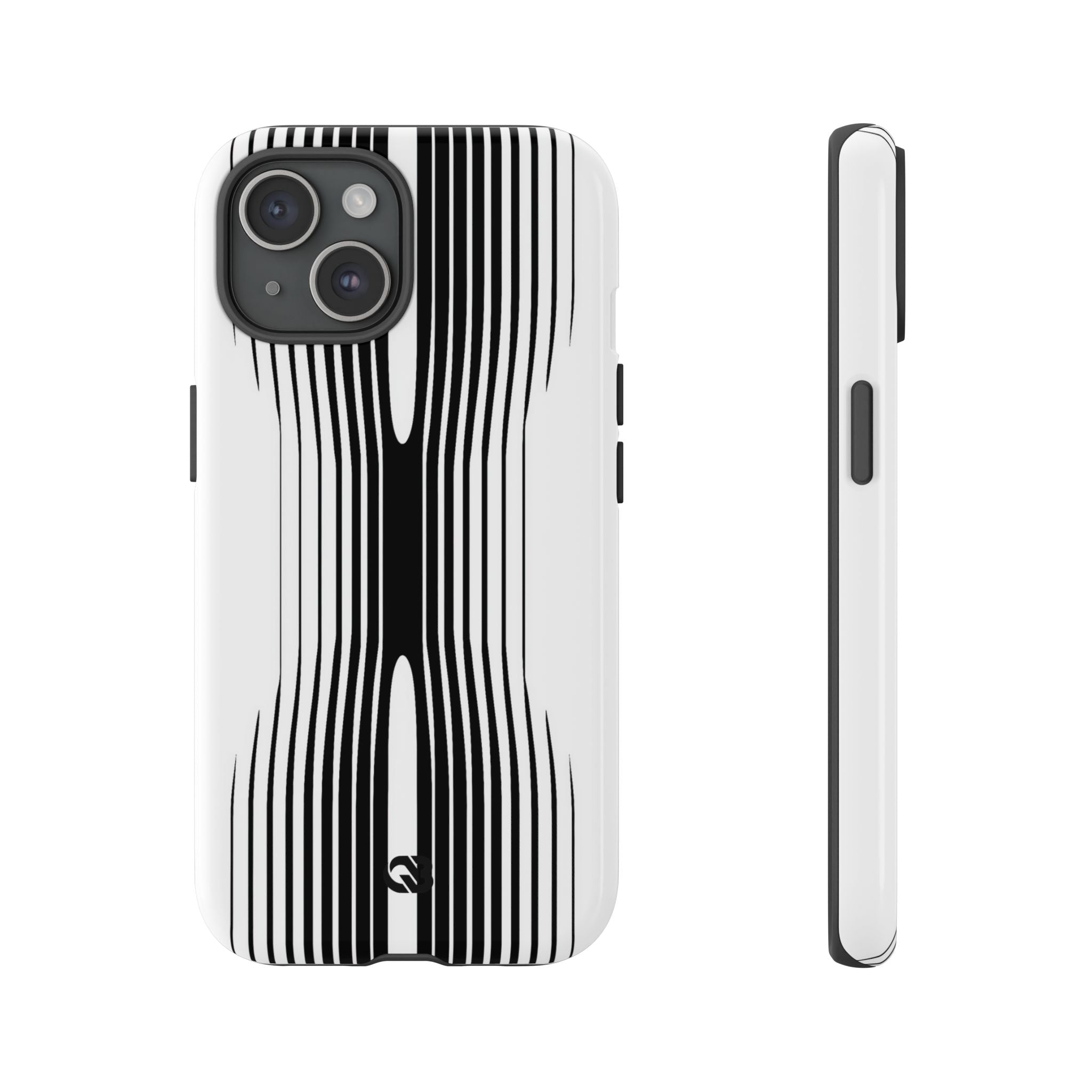 White Tough Phone Case for iPhone - Kinetic Mono Distortion