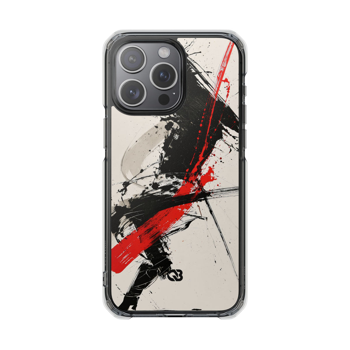 Crimson Sumi Slash · Clear Impact Magnetic Phone Case for iPhone · White