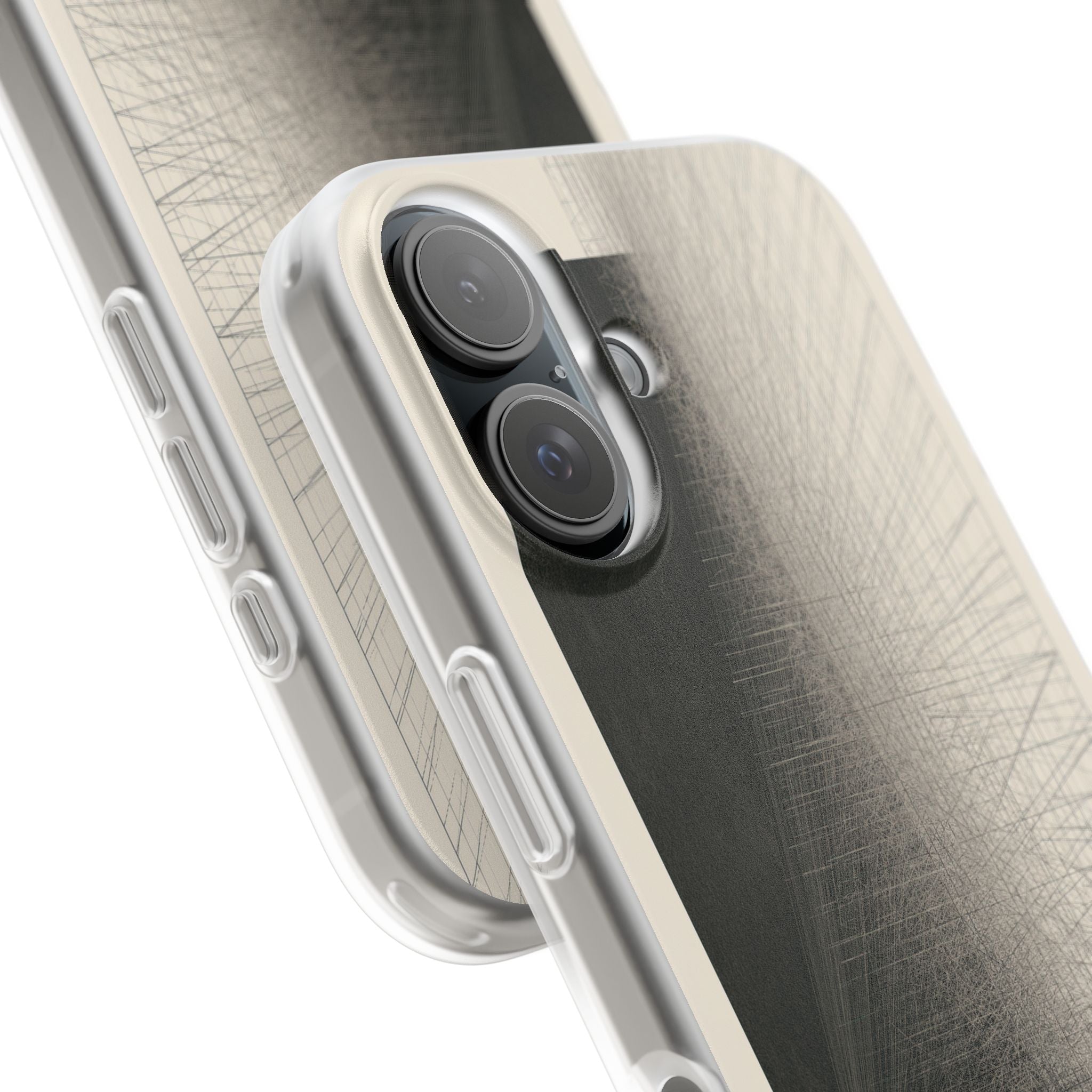 Beige Lite Phone Case for iPhone - Brutalist Graphite Grid