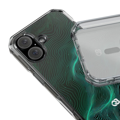 Teal Impact MagSafe Phone Case for iPhone - Neon Jade Contour