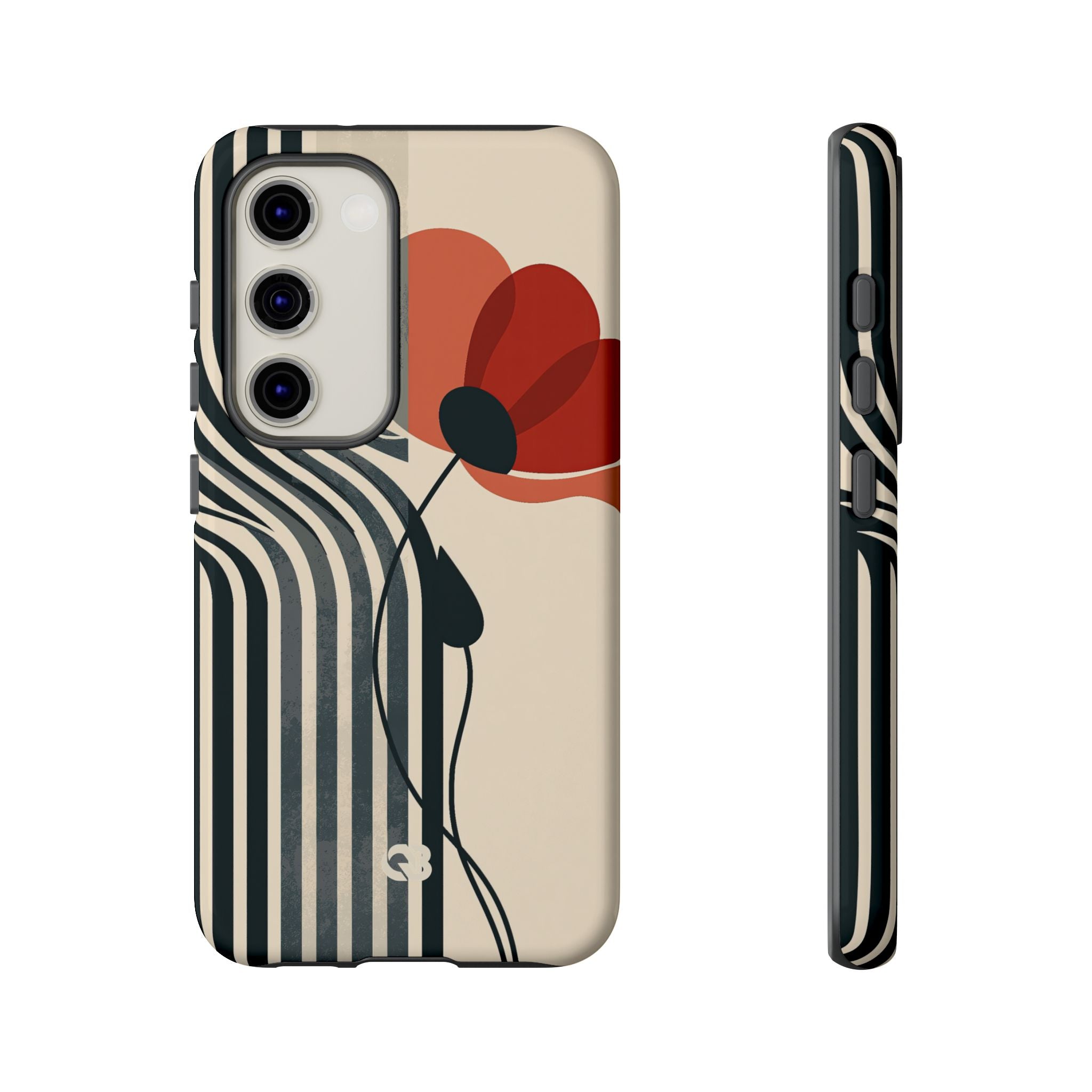 Beige Tough Phone Case for Samsung - Crimson Line Bloom