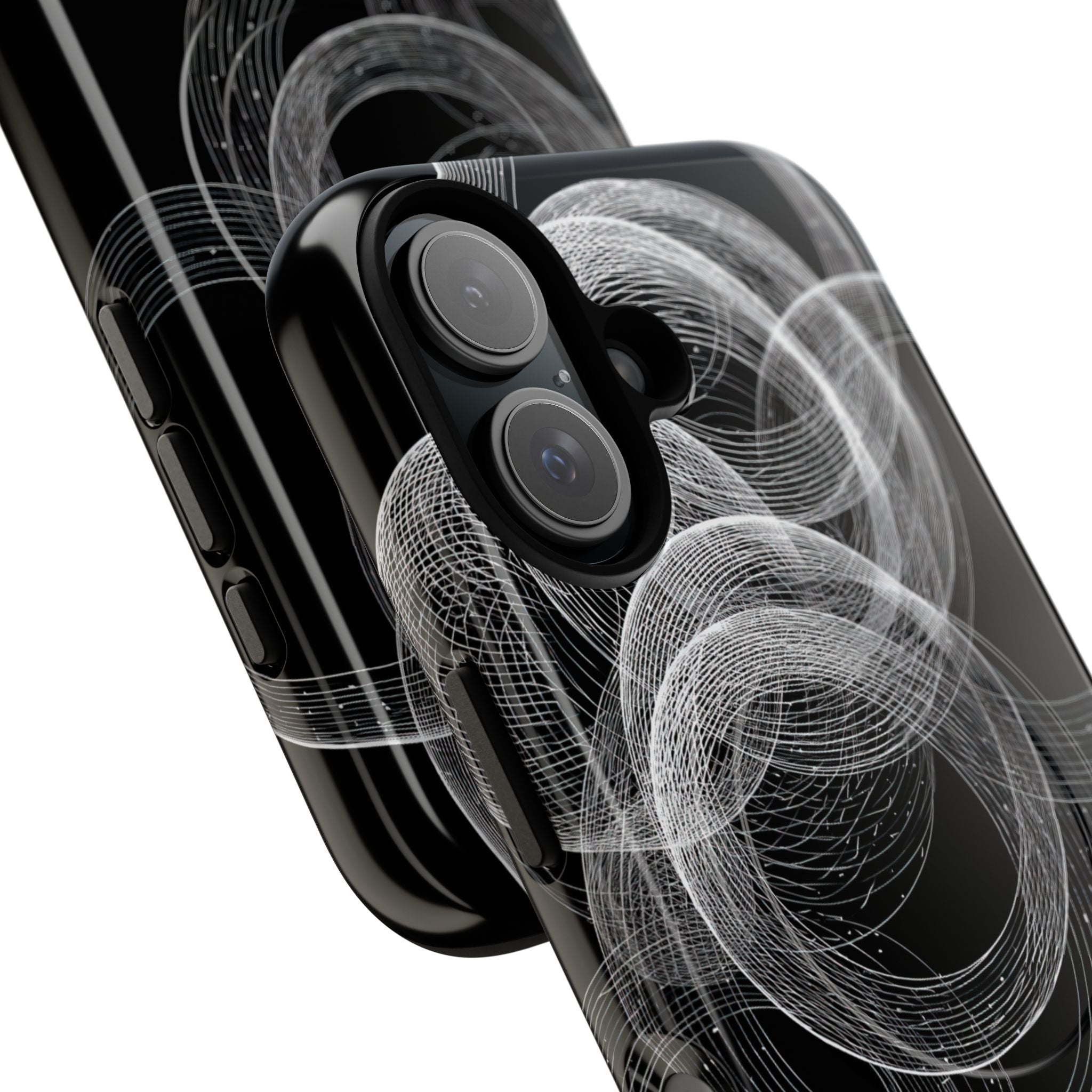Black Tough 2.0 Magsafe Phone Case for iPhone - Kinetic Wireframe Orbit