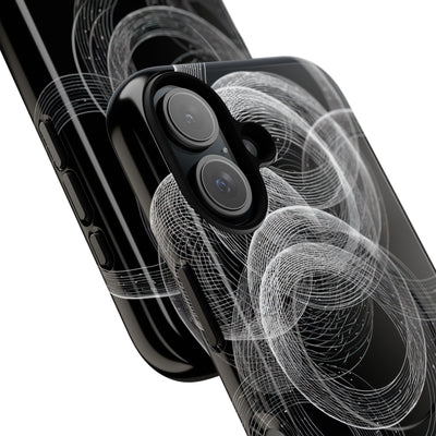 Black Tough 2.0 Magsafe Phone Case for iPhone - Kinetic Wireframe Orbit