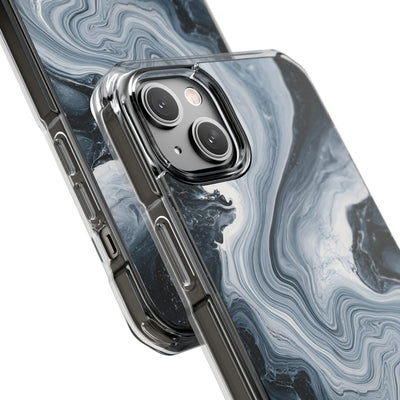 Suminagashi Ink Flow · Clear Impact Magnetic Phone Case for iPhone · Grey