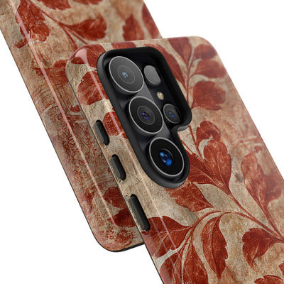 Terracotta Botanical Fresco · Tough Phone Case for Samsung · Red