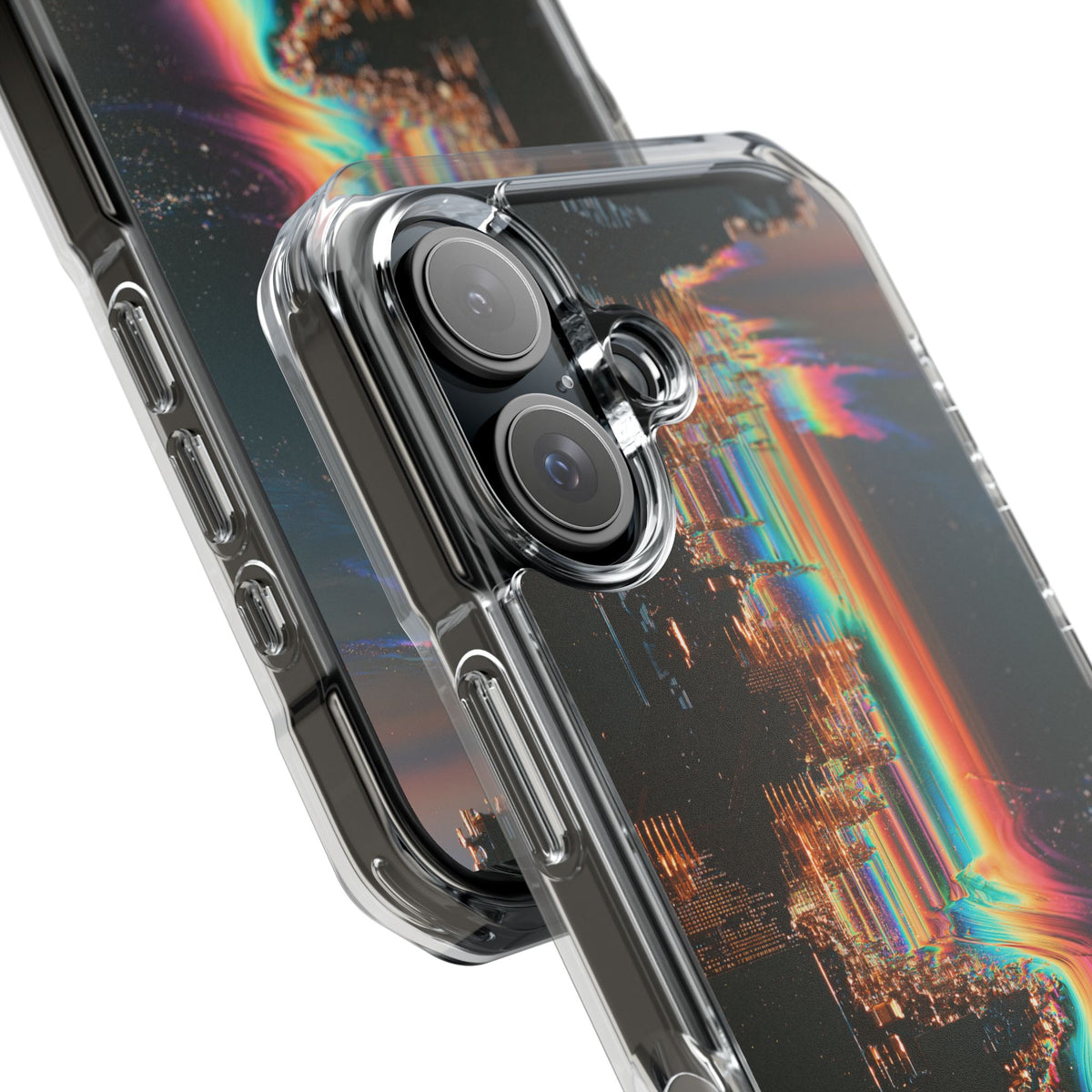 Prismatic Circuit · Clear Impact Magnetic Phone Case for iPhone · Black