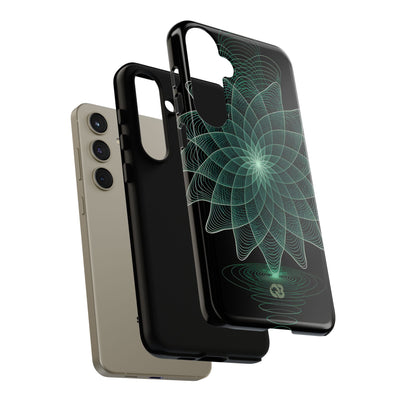 Green Tough Phone Case for Samsung - Cyan Signal Bloom