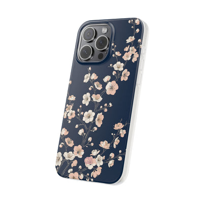 Blue Lite Phone Case for iPhone - Midnight Peach Sakura