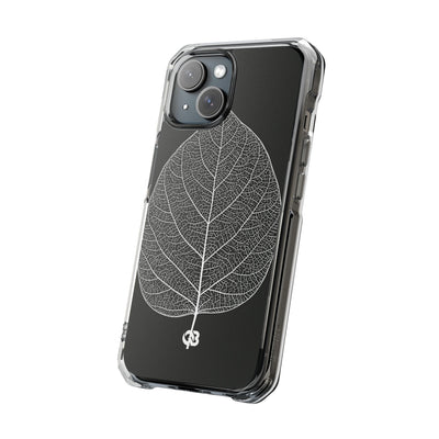 Black Impact MagSafe Phone Case for iPhone - Bleached Leaf Lattice