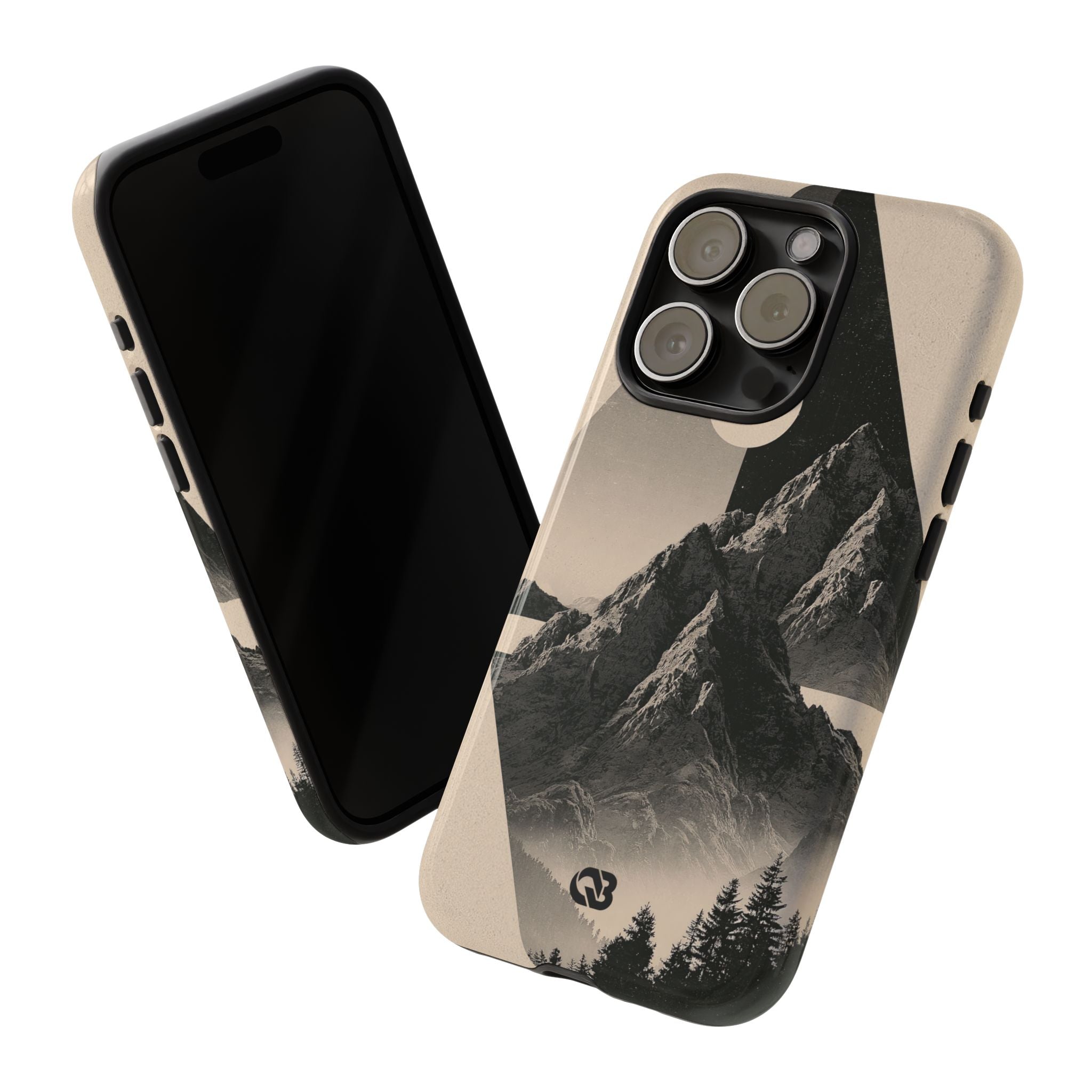 Beige Tough Phone Case for iPhone - Obsidian Summit Parchment
